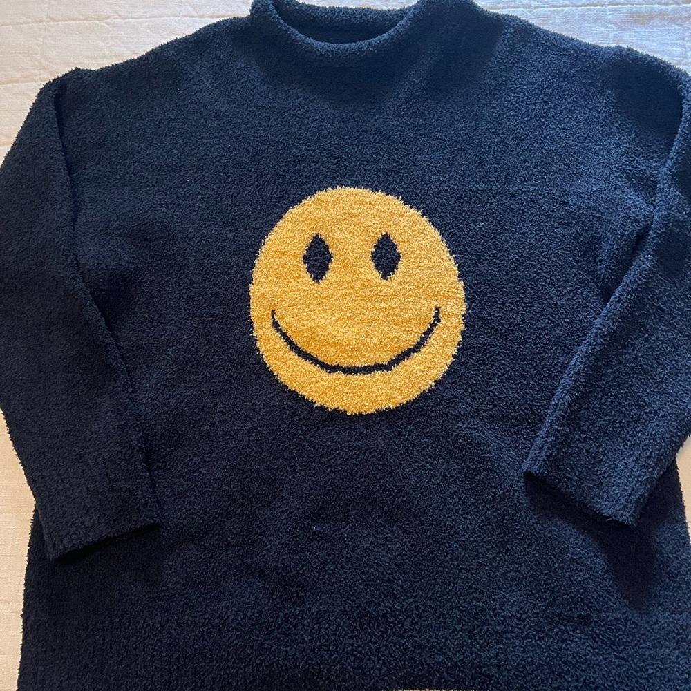 TALULAH Black/Dark Gray and Yellow Smiley Sweater